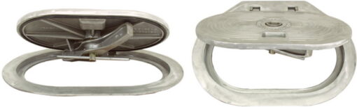 Flush Deck Hinged Hatch | Hex Centerbolt | Oval 15" X 24" | Aluminum, Steel - Image 5