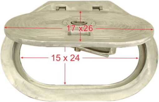 Flush Deck Hinged Hatch | Hex Centerbolt | Oval 15" X 24" | Aluminum, Steel - Image 6