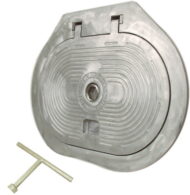 Flush Deck Hinged Hatch | Hex Centerbolt | Oval 15" X 24" | Aluminum, Steel