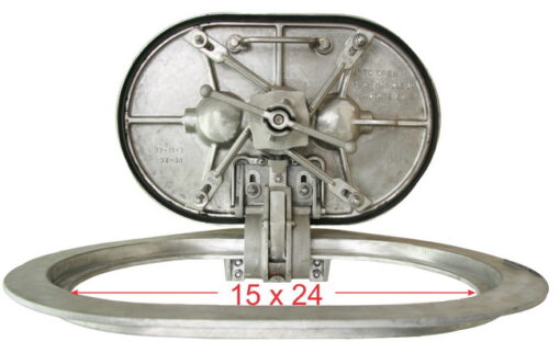 Internal Hinge Watertight Hatch | Quick Acting | Oval 15" X 24" | Aluminum - Image 6