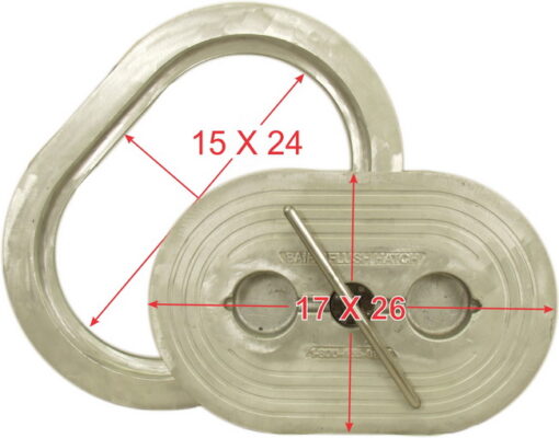Flush Hatch | Pull-up T-Handle | Oval 15" X 24"| Aluminum - Image 6